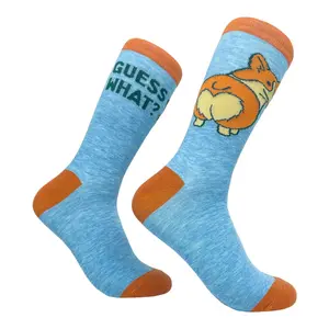 Women's Guess What Corgi Butt Socks Funny Small Breed Pret Puppy Dog Novelty Footwear Funny Graphic Socks Comfortable Fitted Spandex Cotton
