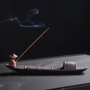 Boat Design Incense Holder, 1 Count Ceramic Creative Decorative Incense Burner without Incense, Incense Stand Desktop Ornament for Home Bedroom, Bakhoor Incense Burners