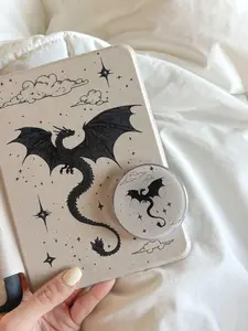 Black Dragon Kindle Grip, Aesthetic Fantasy Bookish Phone Holder, Magnetic Case Griptok, Unique Gift for Hardcore Readers, Design Style Decor