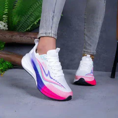 Women's Lightweight Running Shoes, Running Athletic Shoes, Sporty Color-Block Design, Comfortable Non-Slip Sole, Ideal for Fitness, Walking & Outdoor Workouts