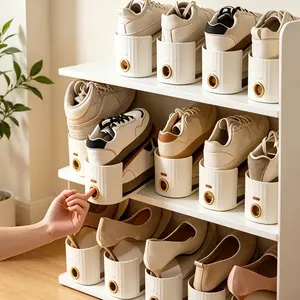 10 Vertical Shoe Racks with Decorative Rings, Space-Saving Storage for Closet, Entryway, Bedroom, Durable Plastic, Shoe Rack Organizer