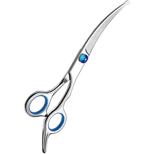Curved  ,  with Safety Round Tips, Heavy Duty Titanium Stainless Steel, Professional Dogs Cats Pets  Shears