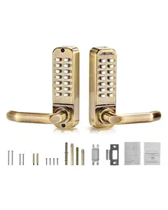 Mechanical Keyless Entry Door Lock with 14-Key Set for Outdoor Fence Gates, Heavy-Duty Weatherproof Security Locking System, Rust-Resistant Housing, Easy Installation, Suitable for Residential Doors, Gate Lock
