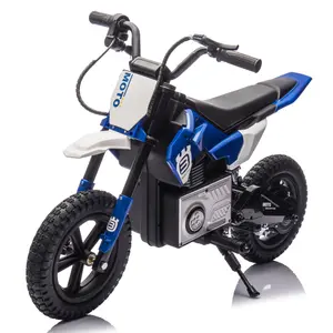 24V Kids Electric Motocross Bike with 200W Motor 3.1-9.3MPH Speed Adjustable Rear Shock Absorber LED Lights Bluetooth Music Ages 5-15 - Trike