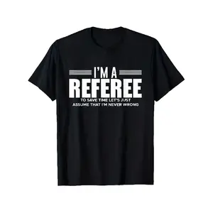 Men'S "I'm A Referee" Soccer T-Shirt - Black with White Text & Stripes, Retro Referee Badge Design, Casual Short Sleeve Round Neck Tee for Sports, Casual Attire, Soccer Training & Referee Apparel - Ideal Gift for Soccer Fans, Referees, Christmas, Hallowee