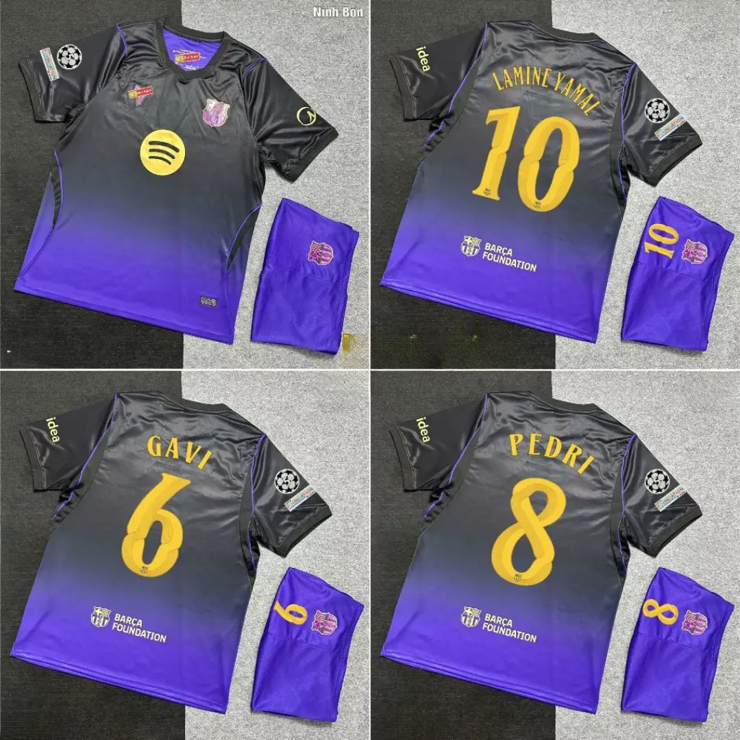 Lamine Yamal #10 Barcelona Black Purple Striped Soccer Jersey 2026/27,Unisex Breathable Quick Dry Soccer Shirt - Personalized on Request