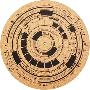 slipmat - Cork Turntable Mat [4mm Thick] for  Sound Support  Vinyl LP Record Player - Cork mat  Geometric Design Psychedelic Geometric Analog Art-m9