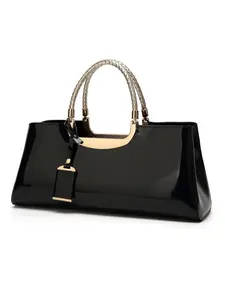 Women's Glossy PU Leather Handbag, Lightweight Luxury Evening Style, Woven Metal Handle, Multiple Colors, Wedding/commute Versatile Clutch