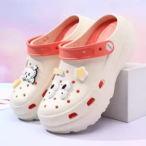 Women's Pink Cute Cartoon Decorated Clogs, Casual Comfortable Non-slip Clogs for Indoor Outdoor Wear, All-match Clogs for Daily Wear, Walking Shoes, Breathable Slippers Sandals, Thick Sole Slippers arch support clog comfortable mule