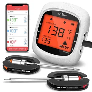 Bluetooth Meat Thermometer, 6 Probes, 400 Ft Range, LCD Display