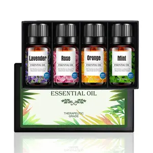 Essential Oils Set - 4 Blends for Diffusers, Home Care, Candle Making Scents, Fragrance, Aromatherapy, Humidifiers, Gifts - Peppermint, Oranger, Lavender, Rose(10mL)
