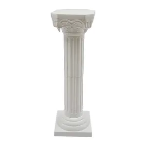 2 Pack Roman Pillars Decorative Columns 34Inch Height European Style White Plastic Pillars for Wedding Garden Party Decor