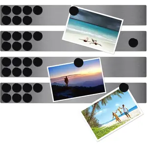 Whiteboard Strip Set 4 count 2 x 15 Inch Bulletin Board bar,  Stainless, Adhesive Backing Memo Board for Office,  Calendar, Photos, Name Cards & Papers