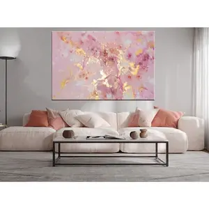[SALE UP TO 50] Pink and Gold Abstract Marble Print, Modern Wall Art