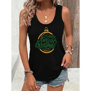 Casual Women'S Vests for Christmas in Feature Letter Prints And Are Sleeveless, Making Them Ideal for The Spring And Summer. They Are Breathable, Skin-Friendly, Versatile, And Comfortable Without Causing Sweat
