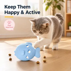 Fish Shaped Dog Chew Toy, Food Grade Silicone Treat Dispenser with Leakage Design, Slow Feeder for Boredom Relief & Teeth Cleaning, Durable Self-Entertainment Pet Interaction Toy squeaky