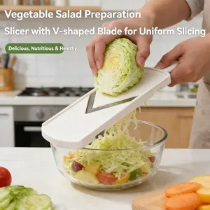 1pc Handheld Cheese Grater Vegetable Shredder, 1mm Ultra Fine Julienne Slicer with V-Shaped Sharp Stainless Steel Blade, Non-Slip Handle, Hanging Hole & Stable Bottom Slot, Multi-Purpose Kitchen Tool for Zucchini, Cheese, Vegetable Shredding