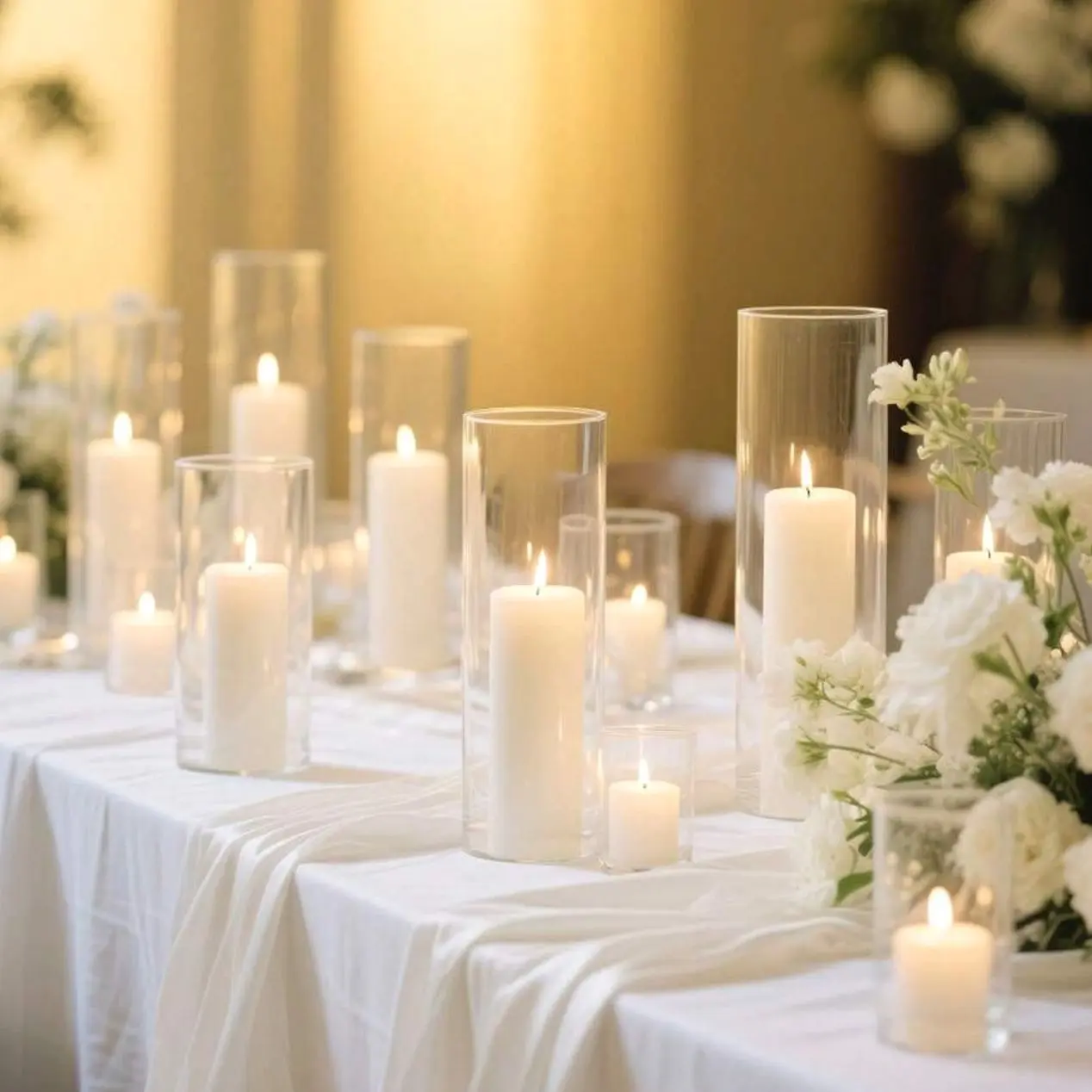 Tomnk 5/20/35/50pc Hurricane Glass Candle Holders - Windproof Cylinder Vases for Wedding & Home Centerpieces