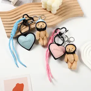 Original design helmet motorcycle bear bag pendant, Miu-style woven rope doll keychain accessory|Car Keys & Handbag Accessory Gift|Perfect Gift Idea