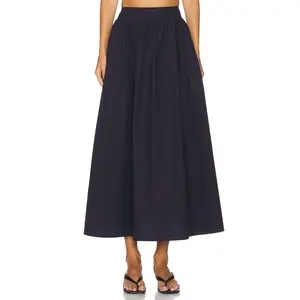 Susana Monaco Poplin Midi Skirt in Midnight