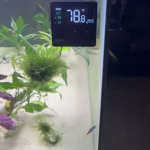 Seaoura Smart Cordless Digital Aquarium Thermometer - Motion Sensor, Alarm, Calibrated LCD Screen, ±1℉ Accuracy for Glass Betta Fish Tanks (Pet Fish Aquatic Temperature Control Supply), Alarms