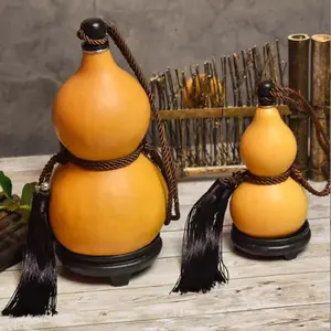 100/250ml Leakproof Gourd Hip Flasks with Lid Gourd Large Capacity Water Flagon Durable Flagon for Outdoor Boating Travel
