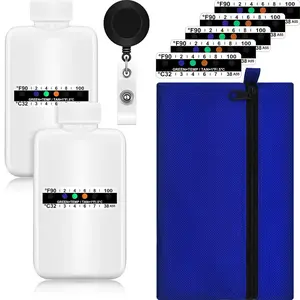 14 Pcs Urine Test Complete Kit 2 Portable Empty Bottles 10 Adhesive Temperature Test Strip Sticker Hidden Detachable Zipper Pouch Portable Travel Bottle for Urine Testing Classic Style