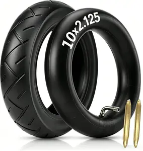 10×2.125 Electric Scooter Tire & Tube Set, High-performance Wear-resistant Pneumatic Tire, Replacement Tube with 90° Bent Valve and 2 Tire Levers, 10 Inch Fits 6.5" Rims