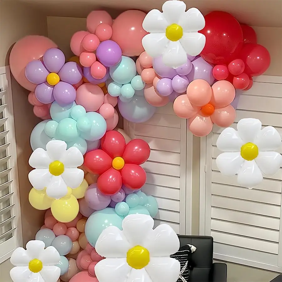 Flower Themed Balloon Arch Kit, Balloon Garland, 130pcs/set Mixed Color Balloon Set, Balloon Decorations Kit, Atmosphere Scene Layout Decoration Supplies for Birthday Wedding Baby Shower Party