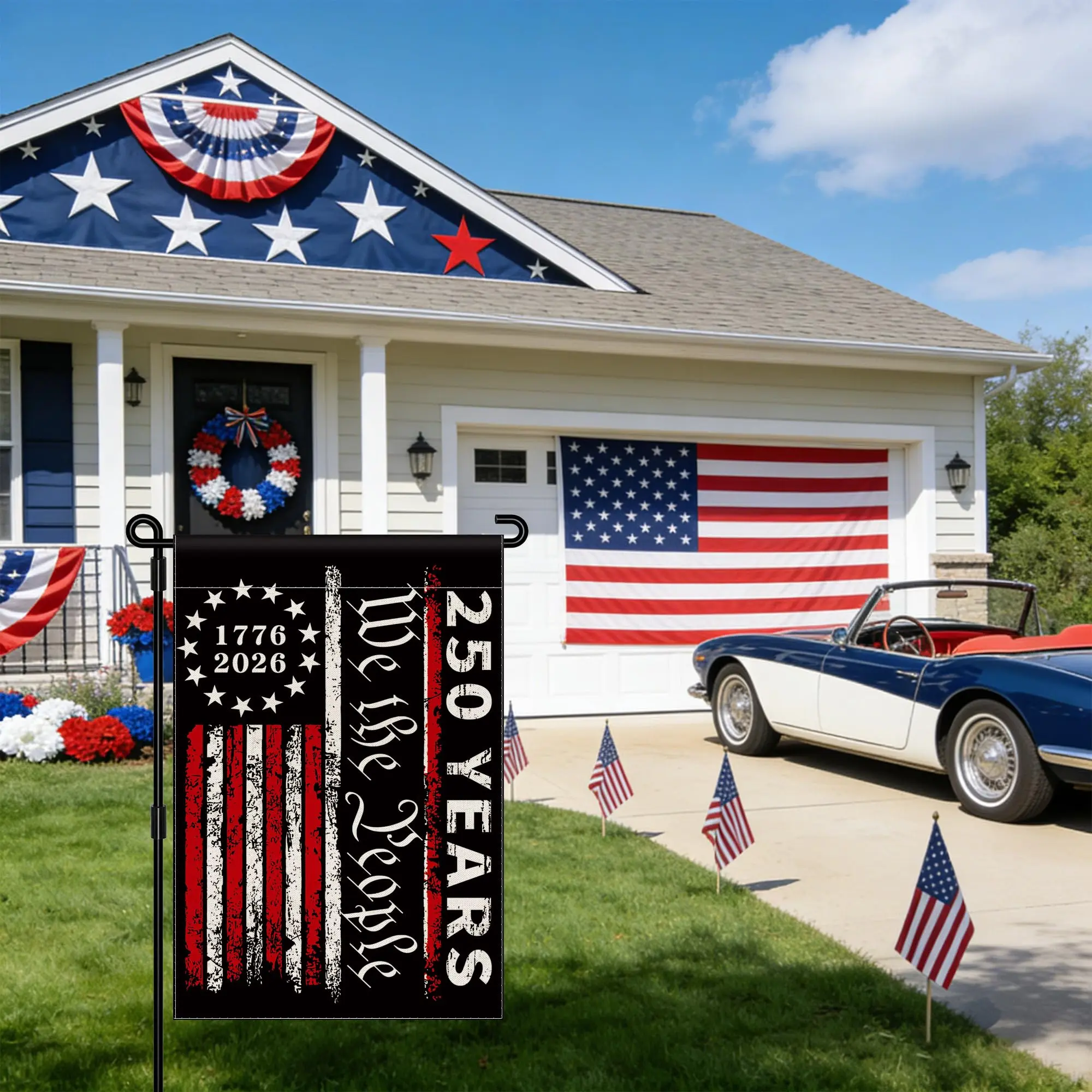 250th Anniversary Garden Flag, 250 Anniversary USA Flag American We the People 250 Years Patriotic Banner 1776-2026 Commemorative 4th of July Yard Sign Double-Sided Waterproof Garden Flag 12x18 Inch