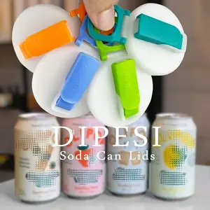 DIPESI 4 Pack Reusable Soda Can Lids with Silicone Straws BPA-Free Airtight Seal Spill-Proof Fits 12oz & 16oz Cans Clear Eco-Friendly