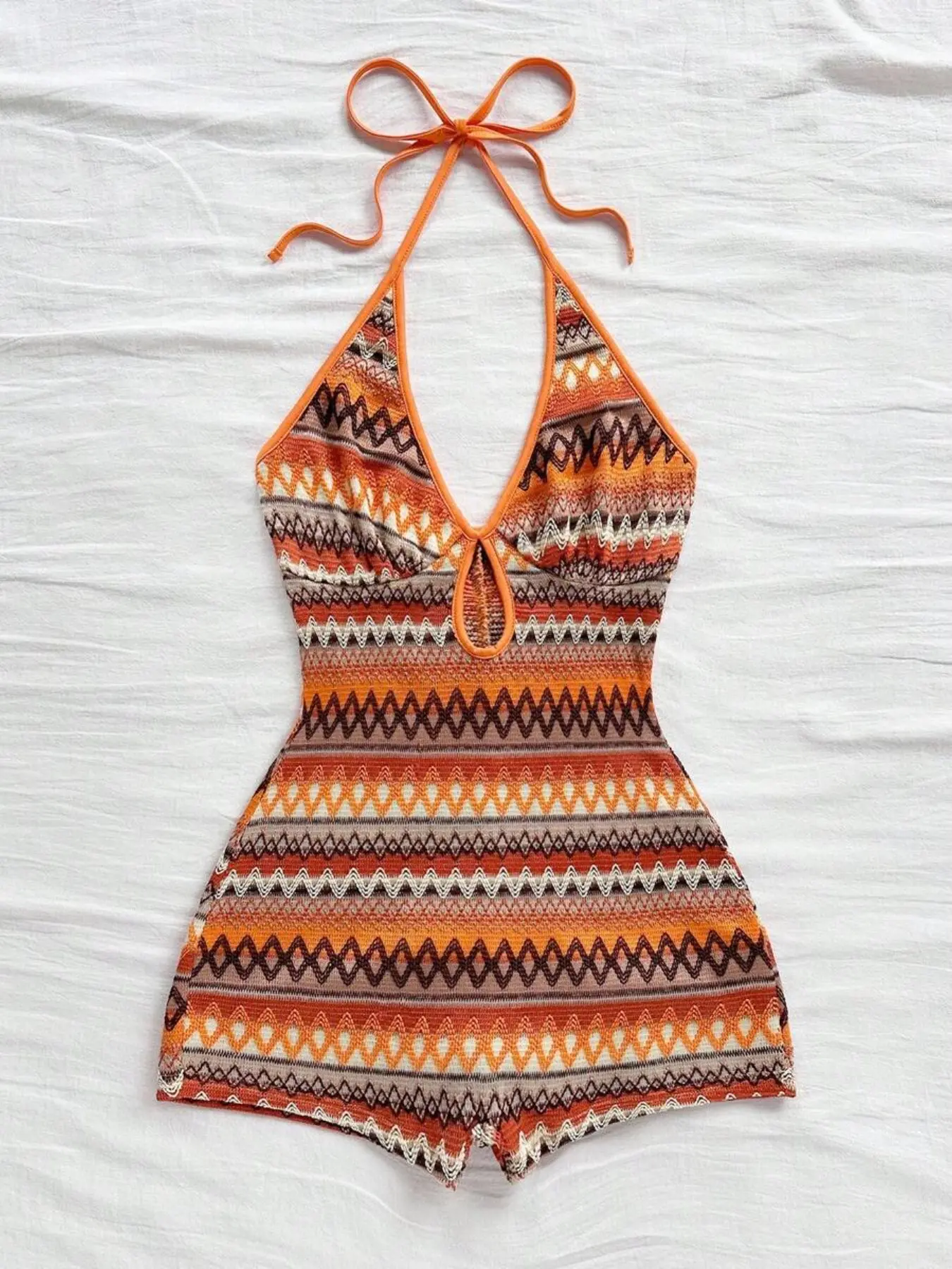 Women's Halter One-Piece Backless Romper, Party Beachwear for Music Festival, Women's Fashion Clothing