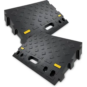 4" High 2 count Portable  Curb Driveway Ramps, Heavy Duty Plastic Threshold Ramp for , Steps, Bikes, , Load Capacity 6600 LBS