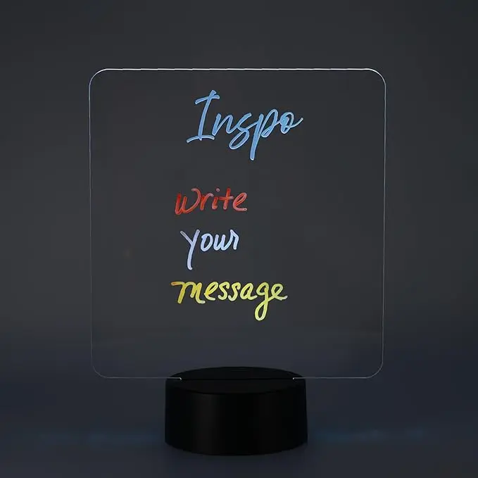 Mr.BriteSign Inspo Board - Customizable LED Acrylic Motivational Sign with Write-On Feature & Color-Changing Base - Personalized Gift or Desk Decor