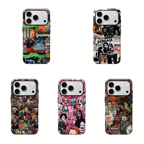 Halloween Whimsy Scream Pattern Magnetic Protective Case for iPhone Series - Acrylic+Silicone, Protector Accessories for Halloween Lovers, Non-Yellowing, Shockproof, Wireless Charging Compatible (17,16 ProMax Plus,15,14,13,12,11,Air,E)