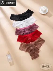 UFV Women's Lace Triangle Panties Set, Sexy Floral Patchwork Design, High Elasticity Soft Fabric, Comfortable Breathable Underwear
