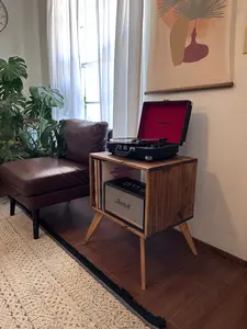Record Player Stand Table for Records Vinyl Storage Cabinet MCM Handmade Solid Pine Wood Easy Assembly Organiser Racks 20x23x15 inch