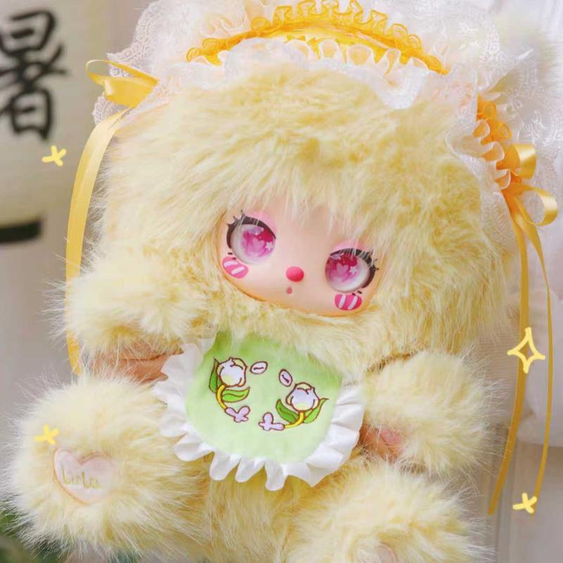 Liila Afternoon Tea 600%v2 Adorable Plushies in Pink Purple Grey and Orange with Heart Accents and Flower Details