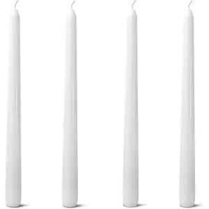 4 Pack 10 Inch White Dripless Taper Candles Unscented Smokeless Bulk 7-8 Hours Long Burning Tall Candles Ideal for Christmas Weddings Parties Dinner