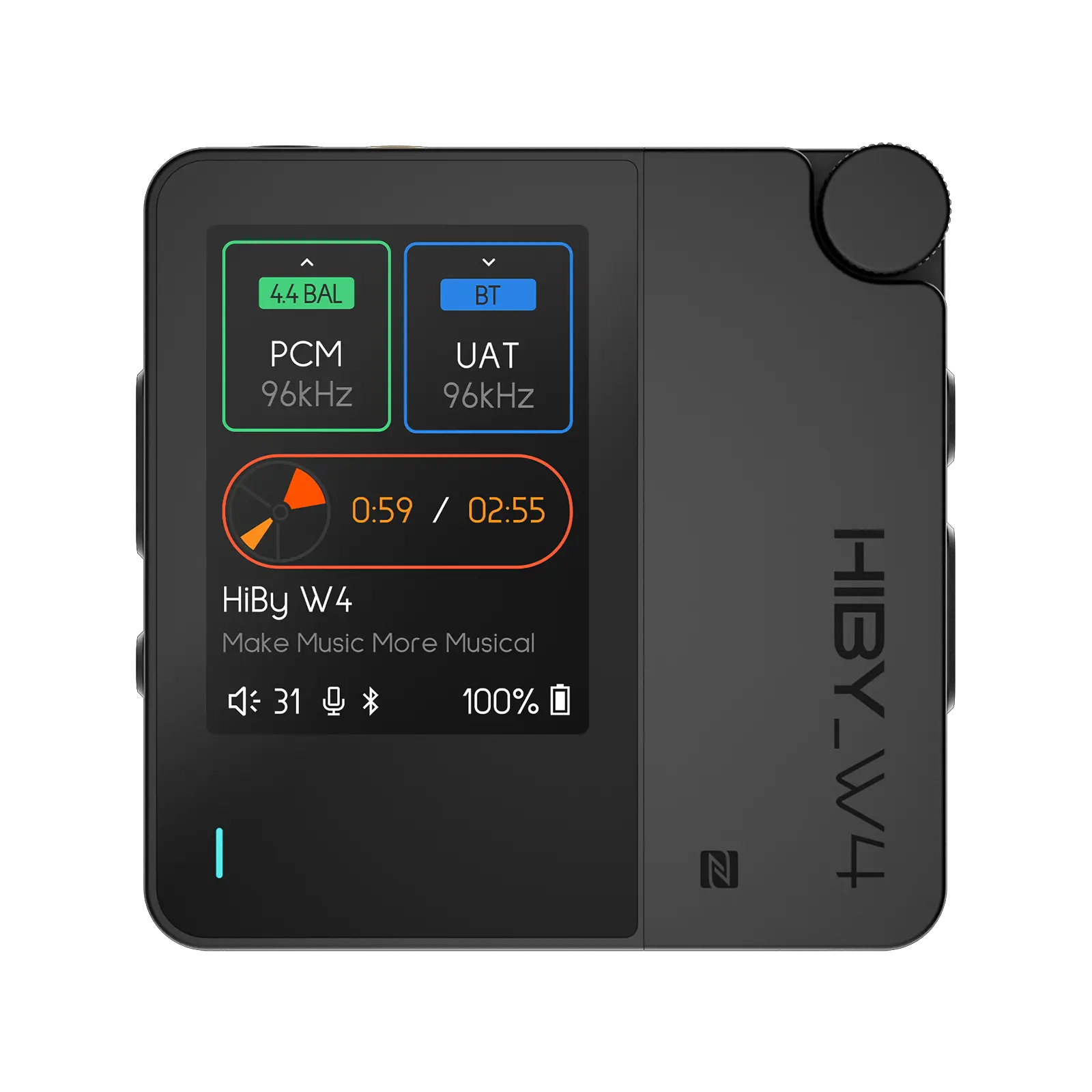 HiBy W4 Bluetooth DAC Amp, BT5.4 NFC, LDAC/aptX Lossless, 475mW High Power, Dual CS43198 DSD512, 2" Touchscreen, 3.5mm SE+4.4mm BAL Output, Hi-Fi Sound