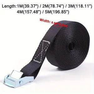 39.37inch/78.74inch/118.11inch/157.48inch/196.85inch Black Buckle Tie-Down Belt Cargo Straps for Car Motorcycle Bike with Metal Buckle Tow Rope Strong Ratchet Belt 1pc