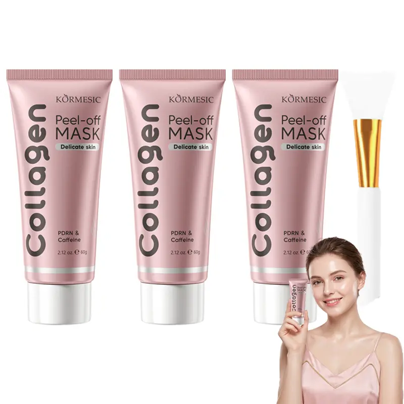 3 PCS Collagen Peel-Off Mask – Hydrating Korean Face Mask , Kojic Acid &Turmeric, PDRN &Caffeine, Glowing Skin – All Skin Types, Cooling peel-off mask for smoother prep and a hydrated feel Flawless Flawless, Summervibes，Korean Skincare