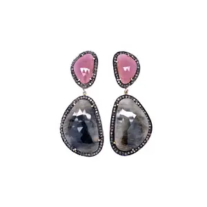 Sapphire & Diamond Double Teardrop Earrings