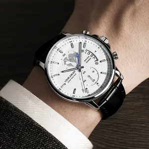 LOUIE JUELEN Dreamer Men's Luxury Watch Swiss Movement 42mm Luminous Water-Resistant Dial Genuine Calf Skin Strap Stainless Steel Case Elegant Versatile for Parties Business Casual