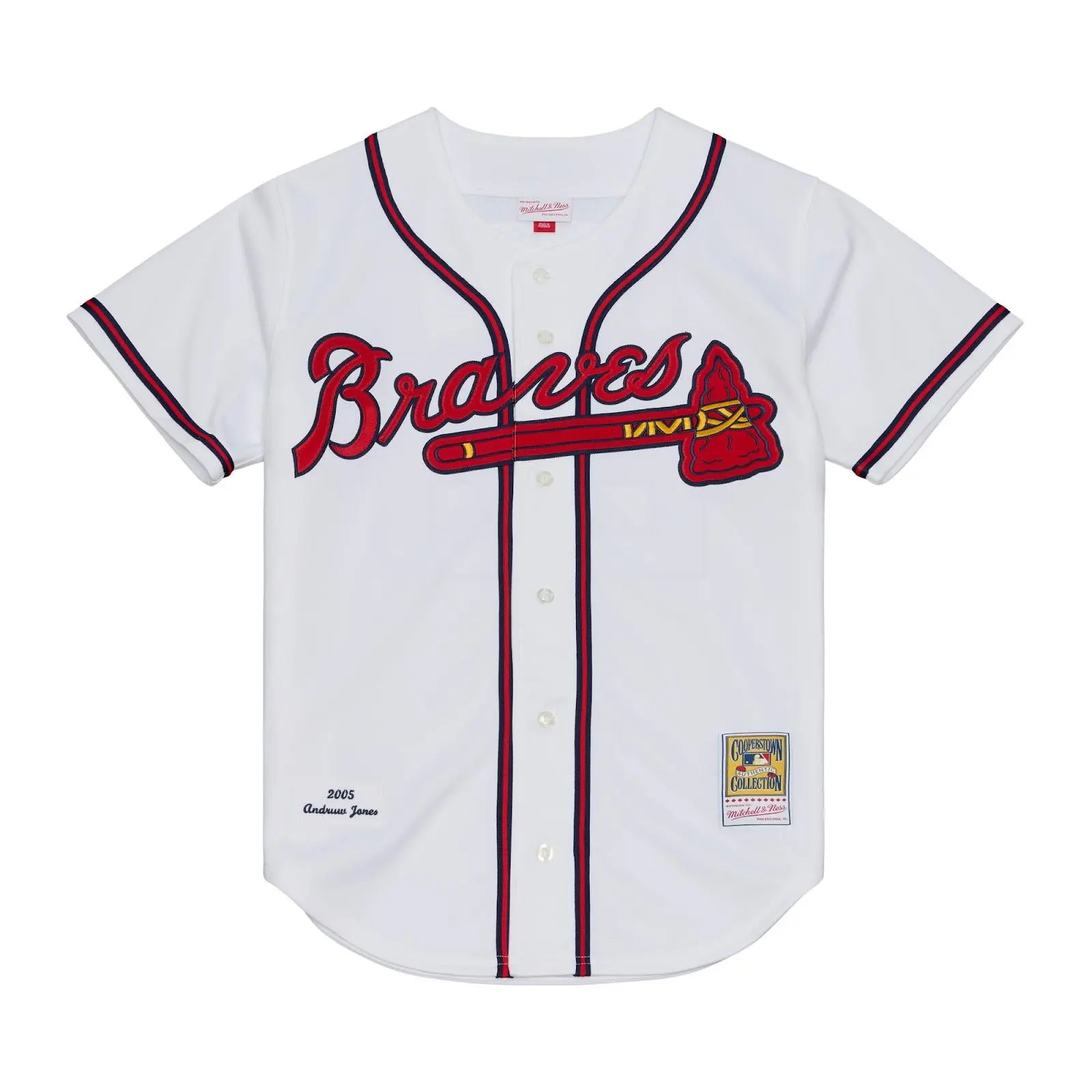 Andruw Jones Atlanta Braves 2005 White Authentic Jersey MLB Throwback Baseball Cooperstown Fan Gear Mitchell & Ness
