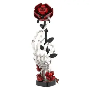 Dark Gothic-Style Art Building Block Kit | DIY Hand-assembled Skeleton & Rose Model | Desktop Art Decoration | Creative Collectible Gifts for Adults | 357-Piece Build-It-Yourself