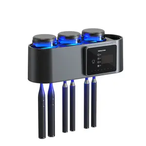 Toothbrush Holders with Ultraviolet Disinfection, Wall Mounted Hygiene Toothbrush Holder with Toothpaste Dispenser, USB Charging Bathroom Toothbrush Holder