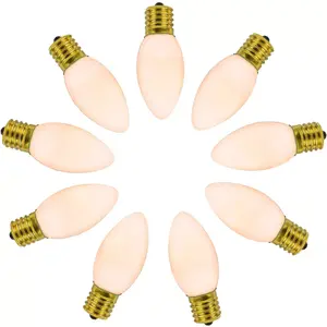 Novelty Lights White C9 LED RetroGlo Christmas Replacement Bulbs 25 Pack