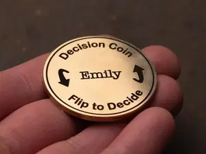 Decision Coin - Custom Engraved Brass Coin - Couples Flip Coin - Gifts for Him or Her- Anniversary Gift - Birthday Gift - Mothers Day Gift1