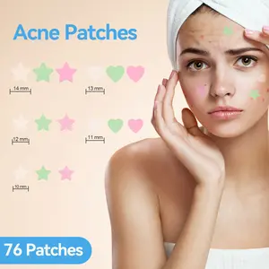 76 Count Hydrocolloid Pimple Patches for Face — Bulk Acne Stickers for Cheeks, Forehead, Chin, Blemishes & Breakouts, Suitable for All Skin Types, Acne Removal Patch